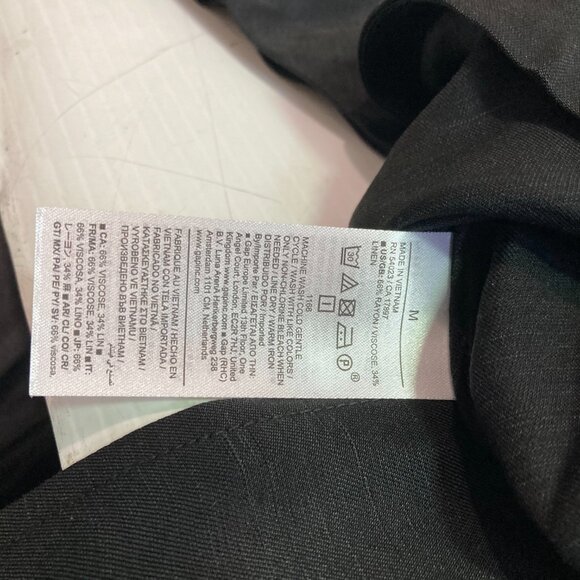 Banana Republic Black VISCOSE-LINEN TIE-NECK TOP nwt Sz M 742618 - Picture 7 of 9